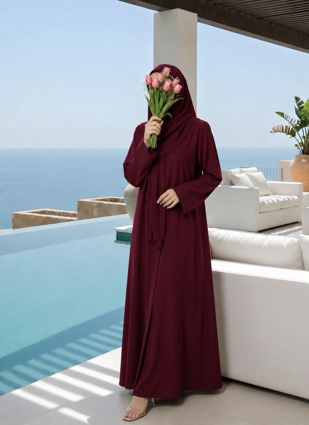 Plain Abaya - Maroon