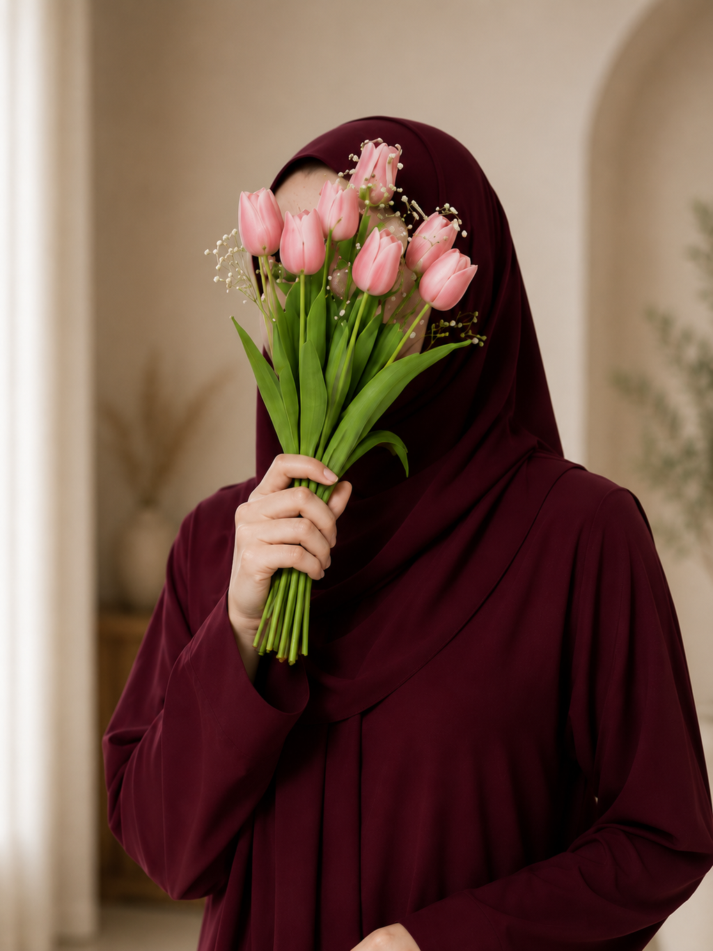 Plain Abaya - Maroon