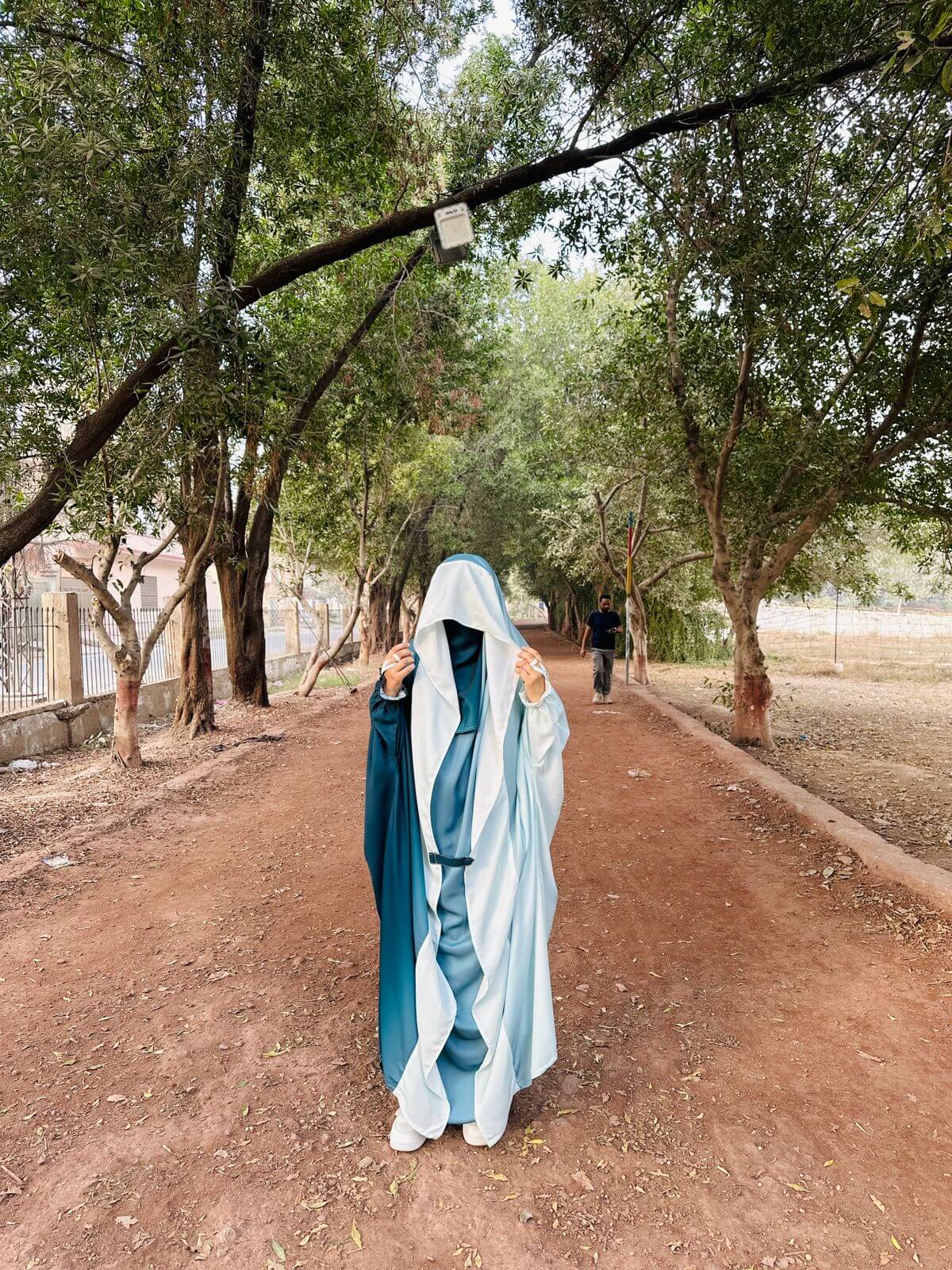 SAUDI JILBAB - Teal & Pearl
