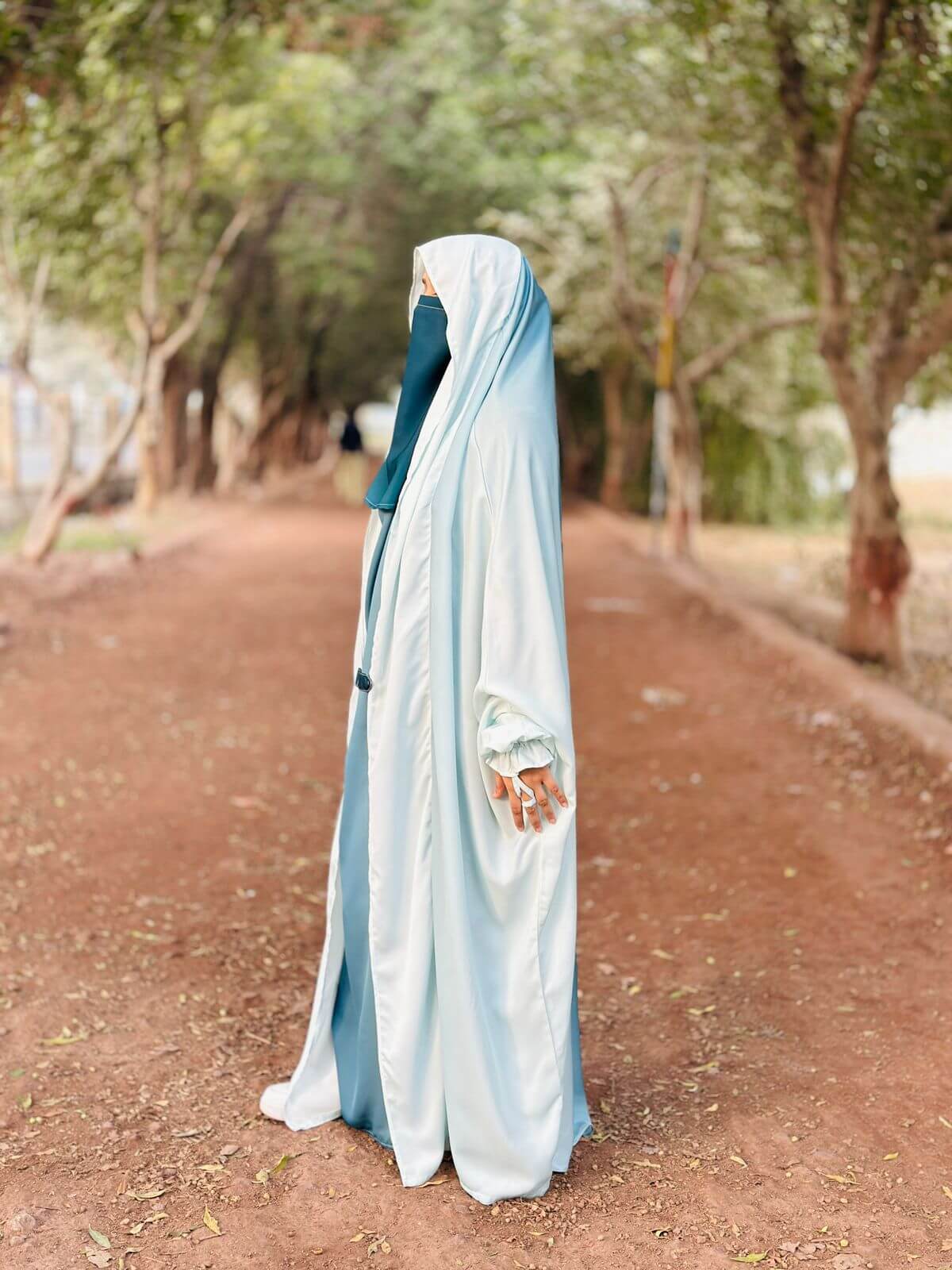 SAUDI JILBAB - Teal & Pearl