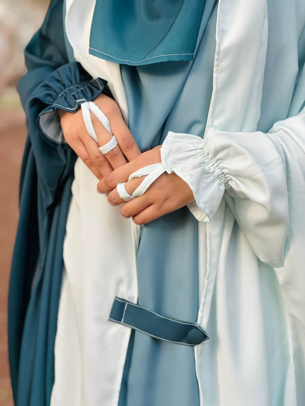 SAUDI JILBAB - Teal & Pearl