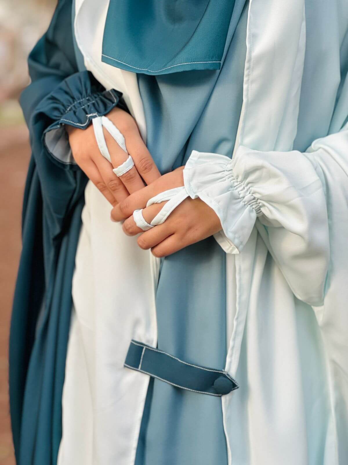 SAUDI JILBAB - Teal & Pearl