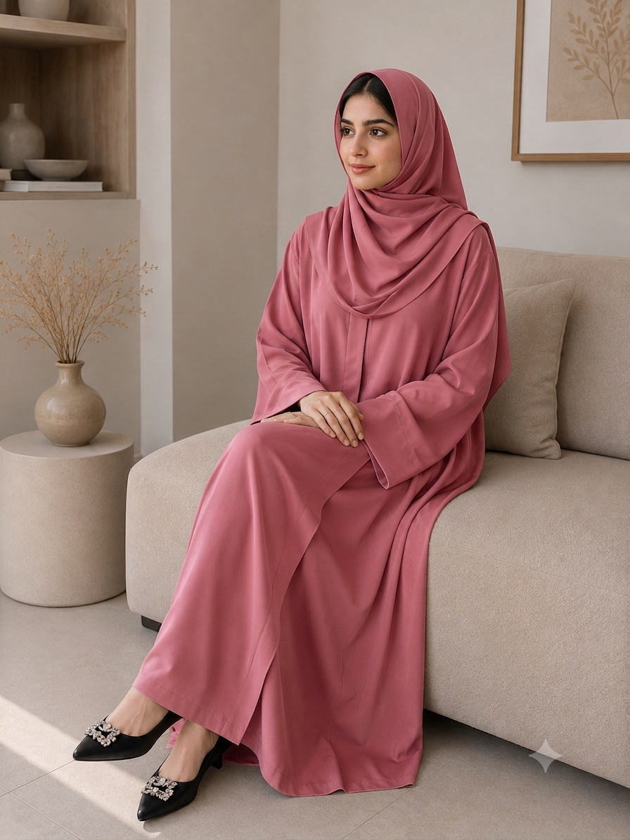 Plain Abaya - Blush Pink