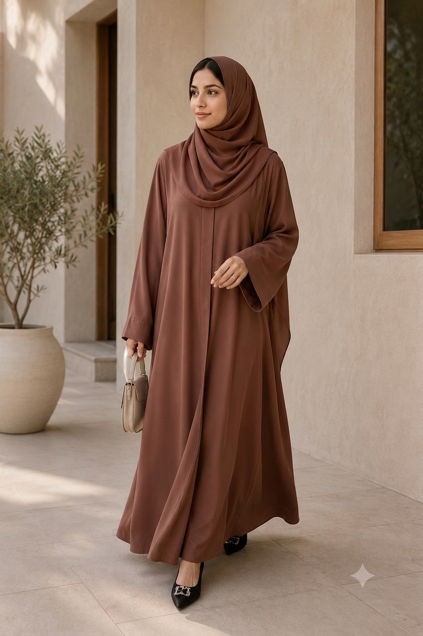Plain Abaya - Cocoa Brown
