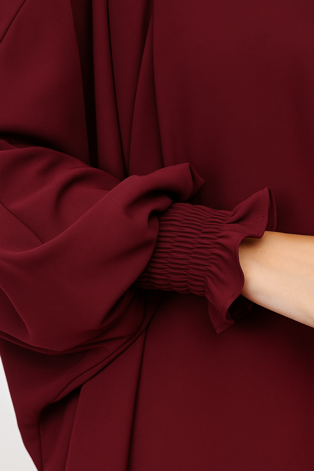 French Piping Jilbab - Maroon - Amirah.pk