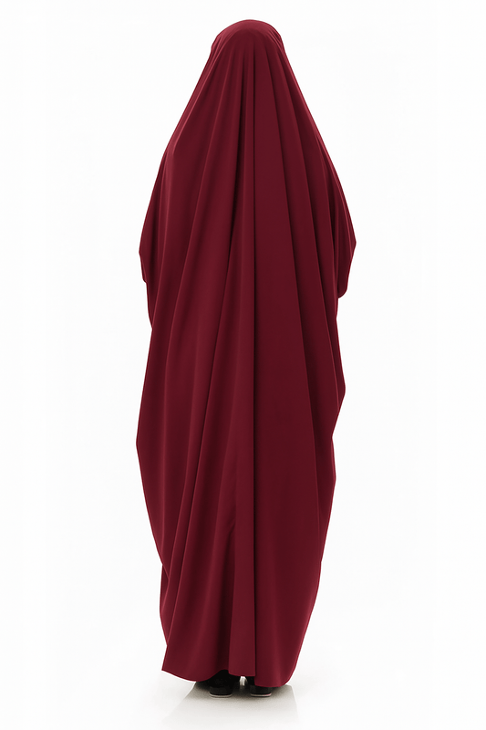 French Piping Jilbab - Maroon - Amirah.pk