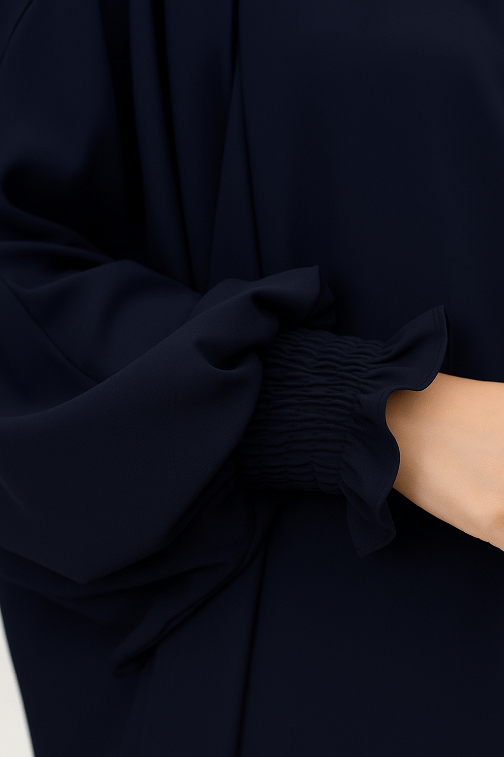 French Piping Jilbab - Navy Blue - Amirah.pk