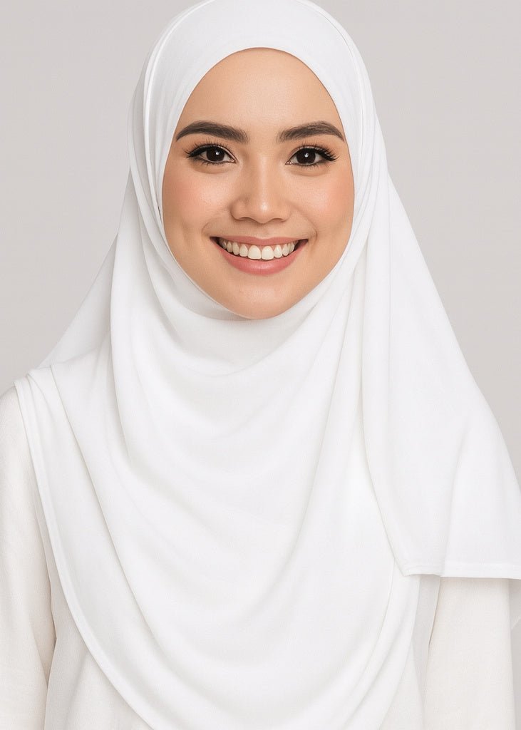 Instant Double Loop Hijab - White - Amirah.pk