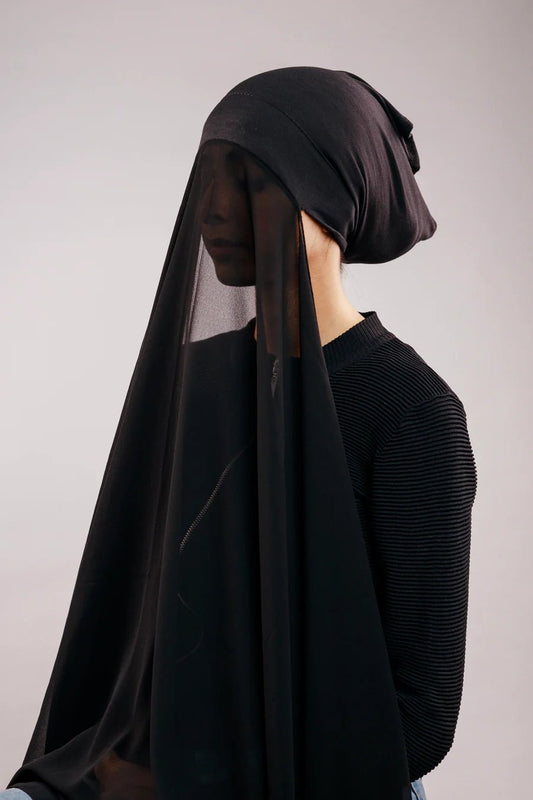 INSTANT HIJAB WITH CAP - BLACK - Amirah.pk