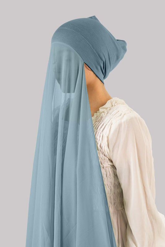 INSTANT HIJAB WITH CAP - SKY BLUE - Amirah.pk