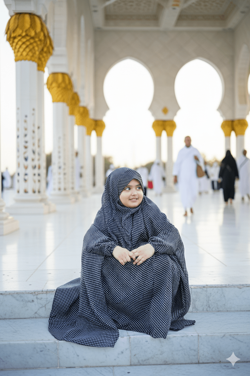 Kids Printed Namaz Chadar With Sleeves (Random Print) - Amirah.pk