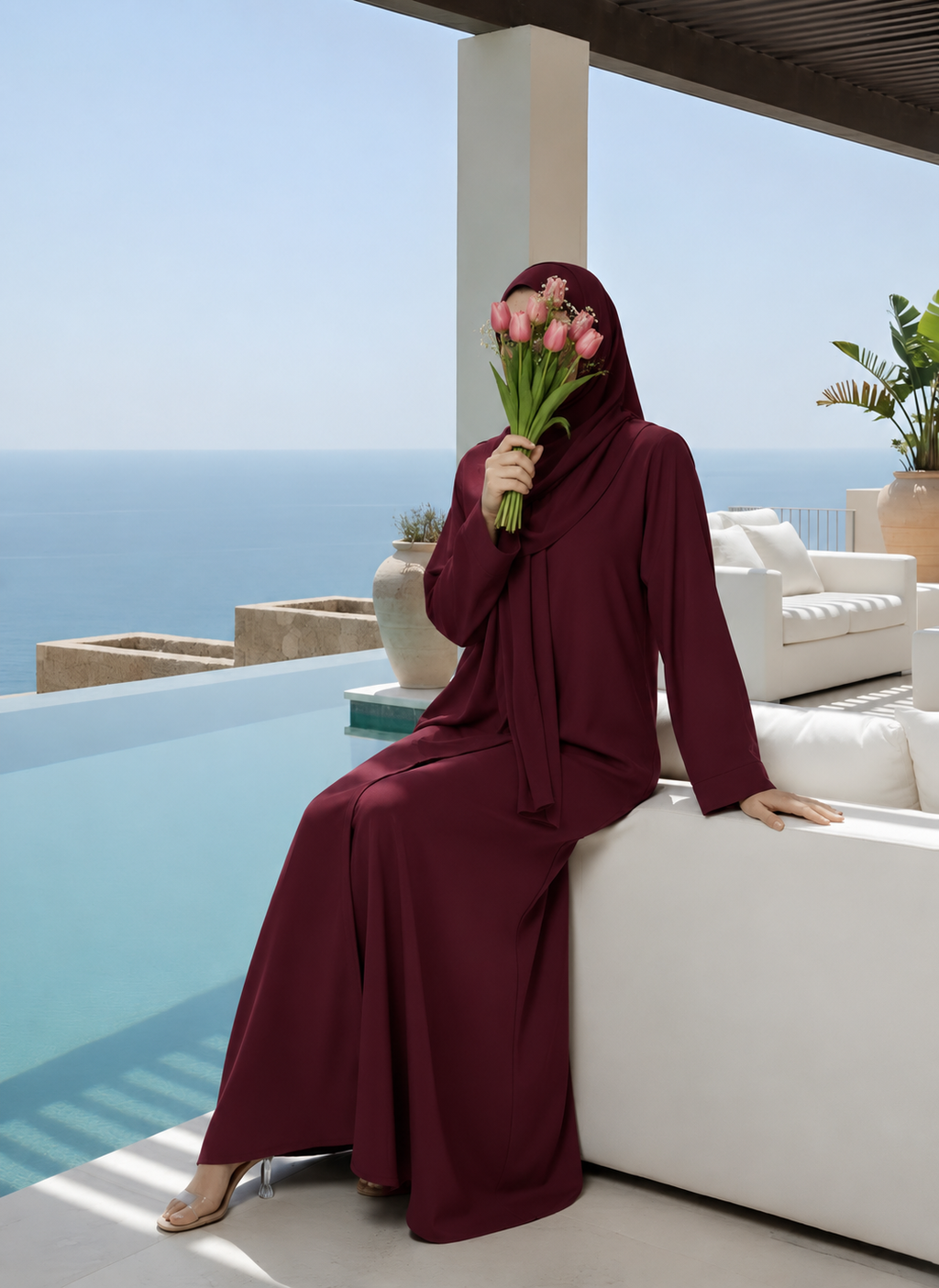 Plain Abaya - Maroon