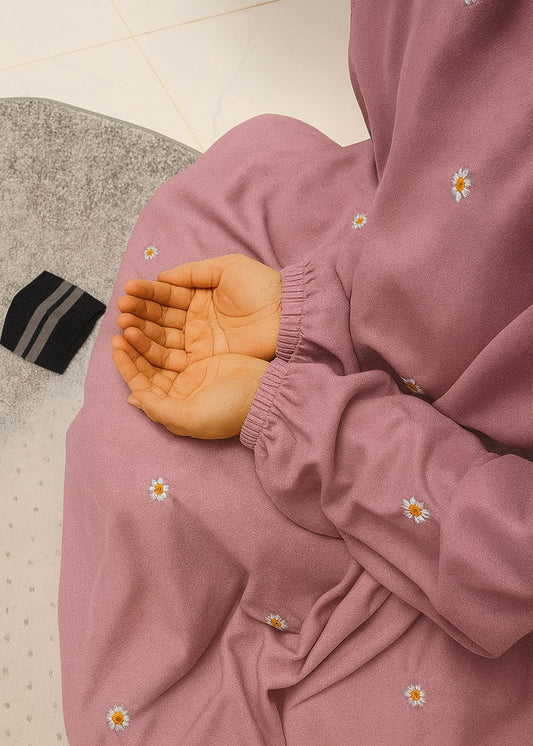 EMBROIDERED NAMAZ CHADDAR WITH SLEEVES-TEA PINk