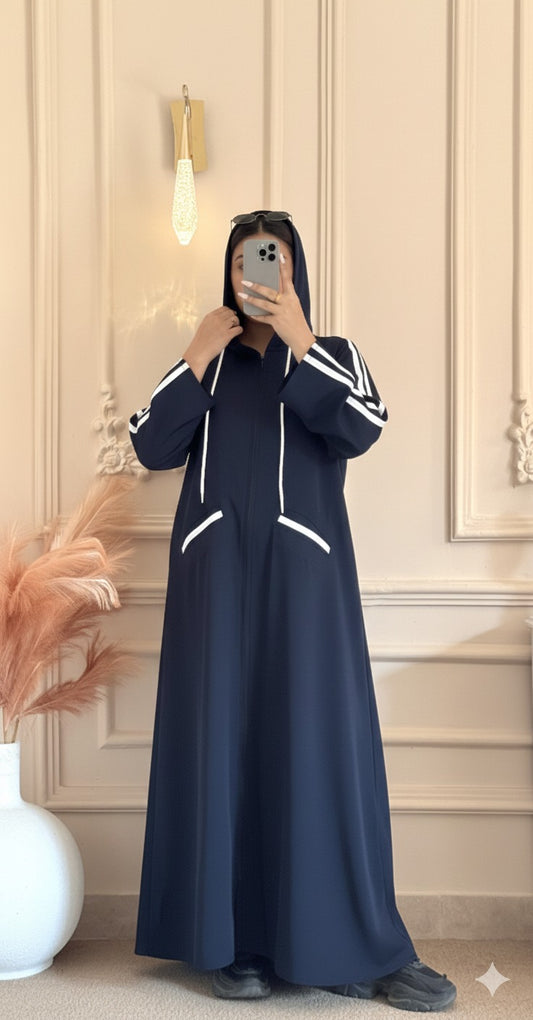 Hoodie Abaya - Navy Blue