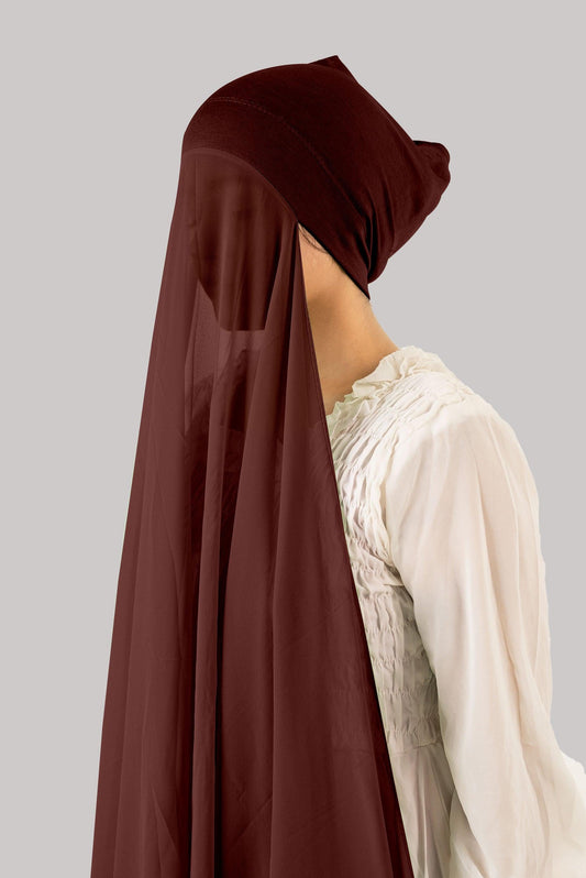 INSTANT HIJAB WITH CAP - BROWN
