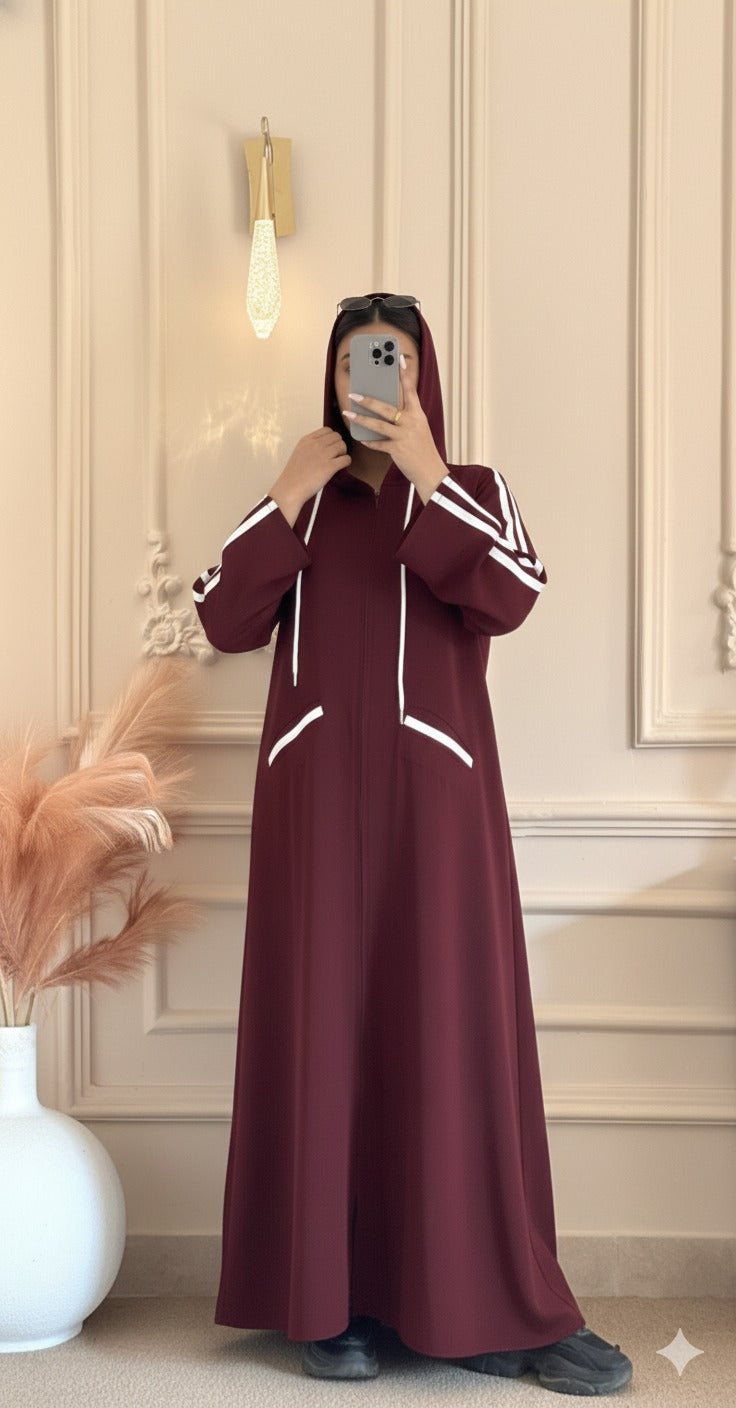 Hoodie Abaya - Maroon