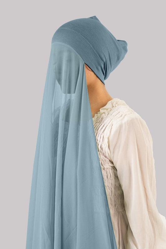 INSTANT HIJAB WITH CAP - SKY BLUE