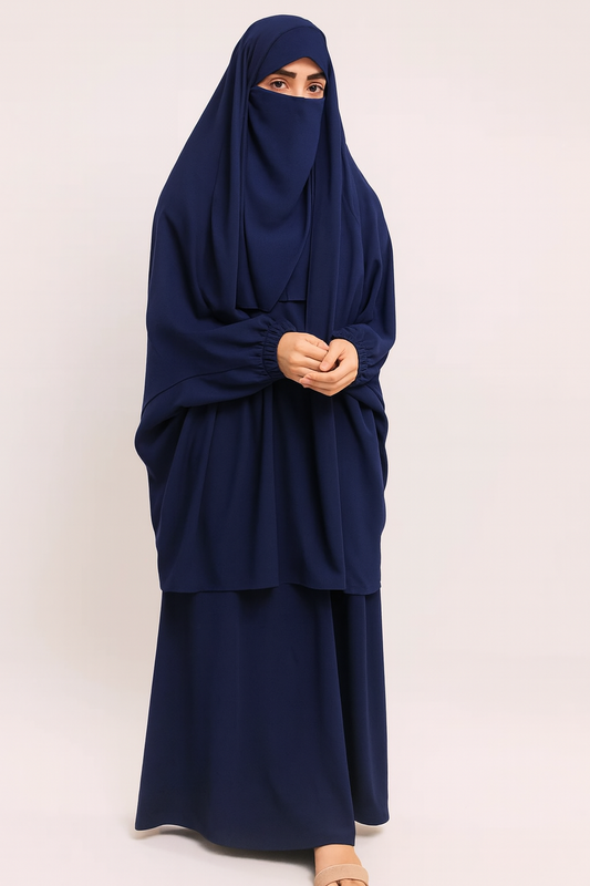3 Piece Jilbab - Navy Blue