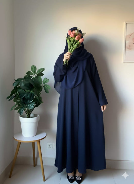 Plain Abaya - Navy Blue