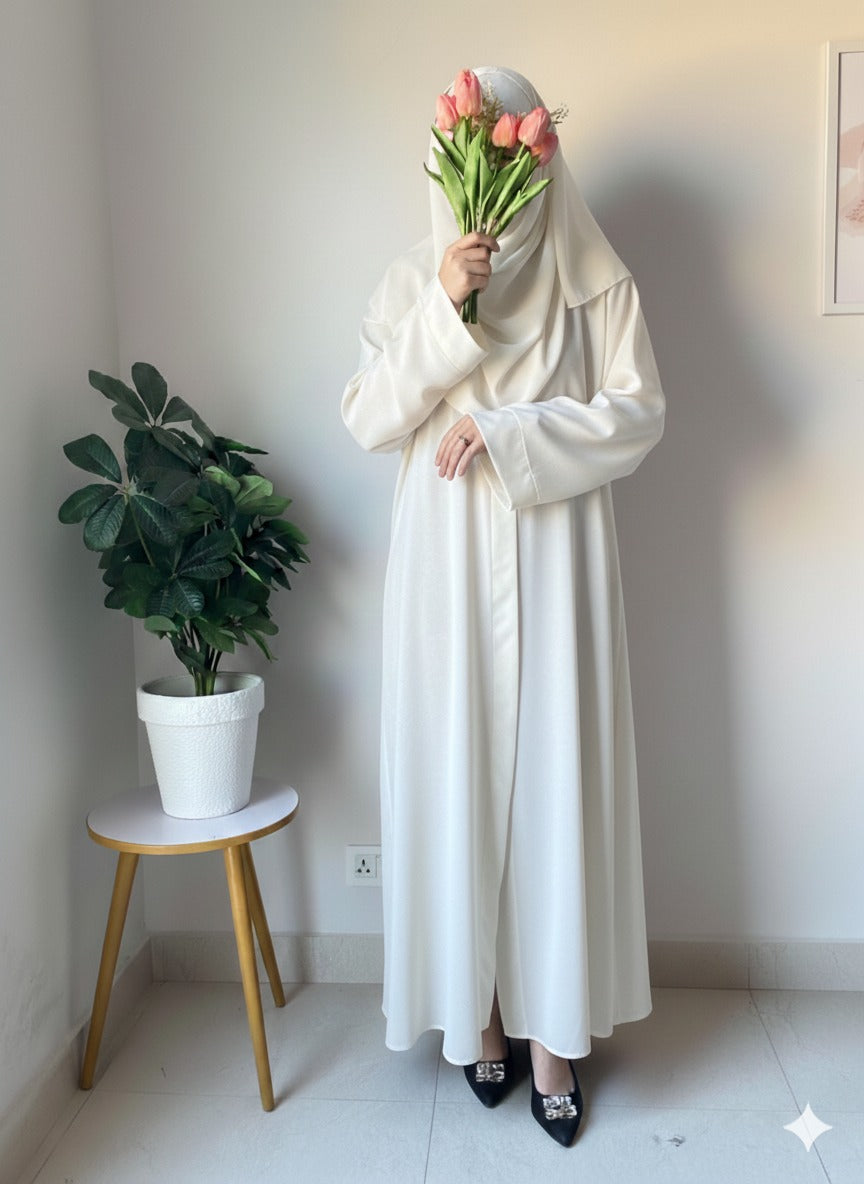 Plain Abaya - Pearl White