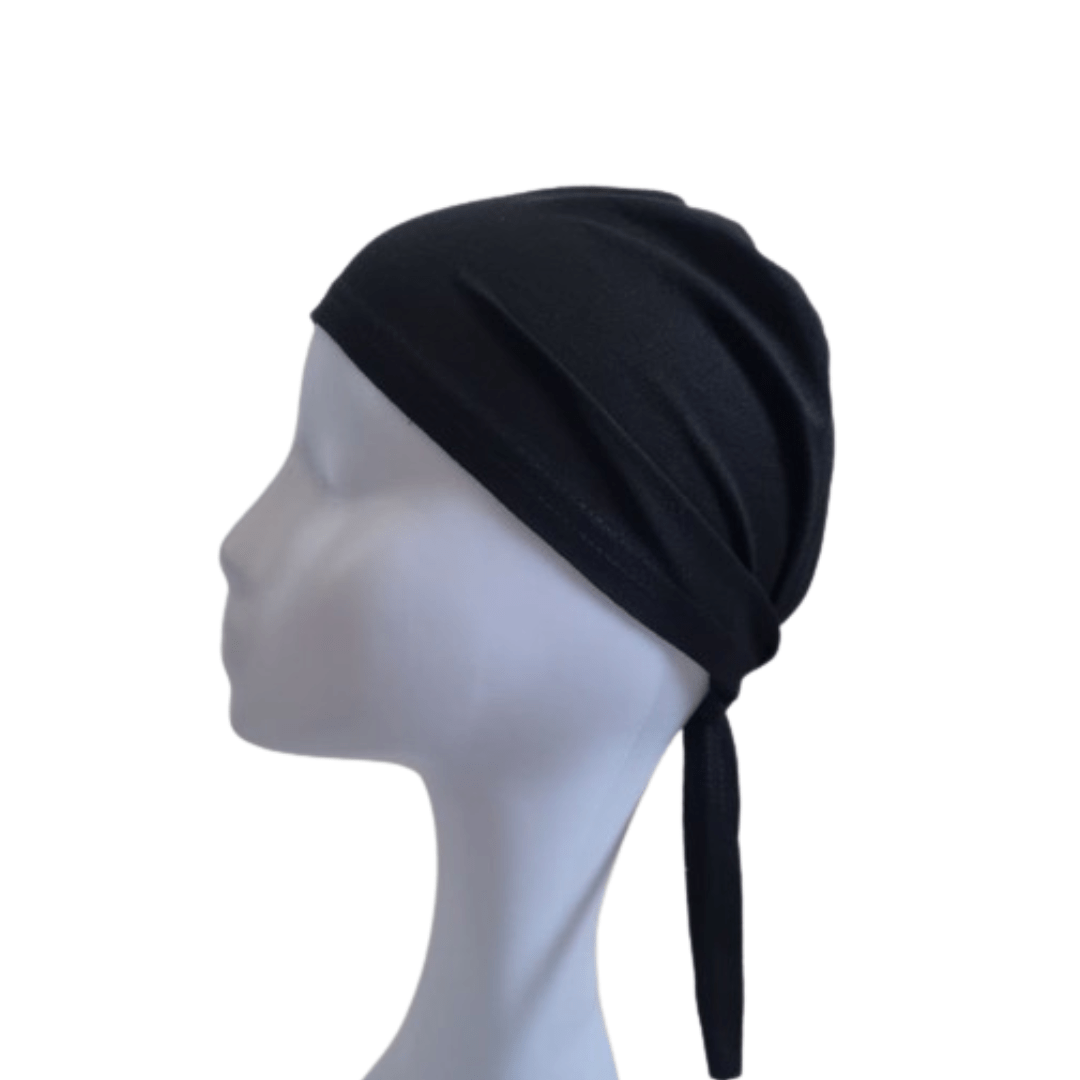 Tie Back Cap - Black - Amirah.pk