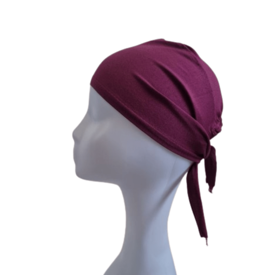 Tie Back Cap - Maroon - Amirah.pk