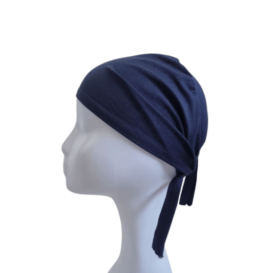Tie Back Cap - Navy Blue - Amirah.pk