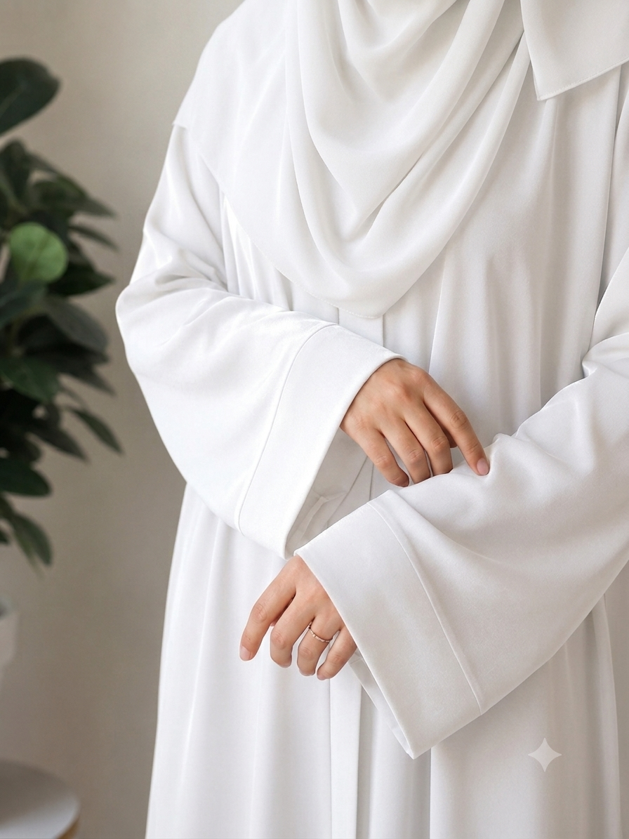 Plain Abaya - Pearl White