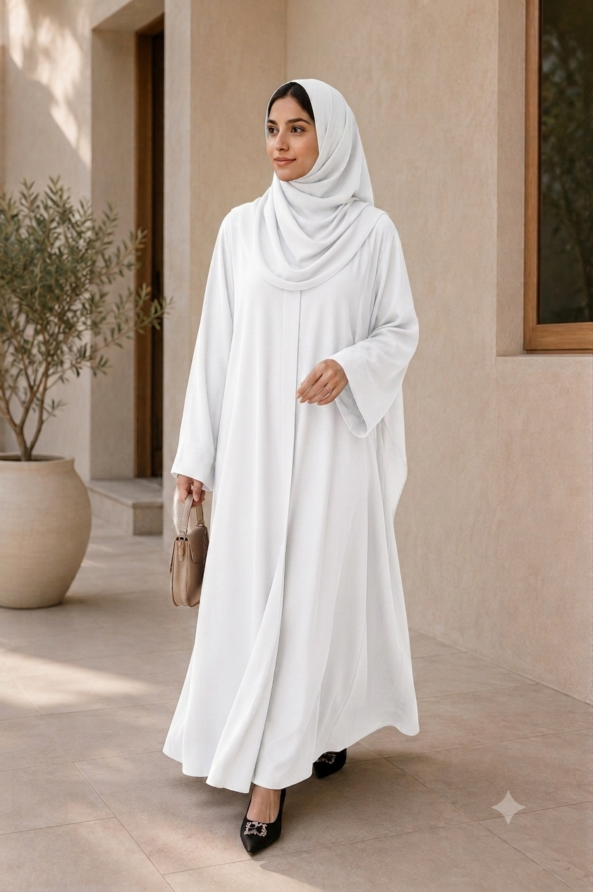 Plain Abaya - Pearl White